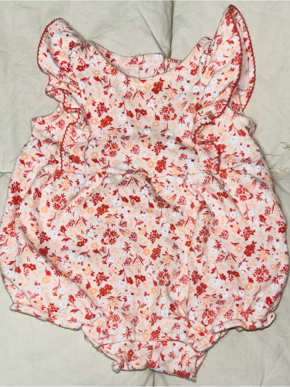 Janie and Jack ruffled floral romper sz 0-3 months EUC smoke free home
